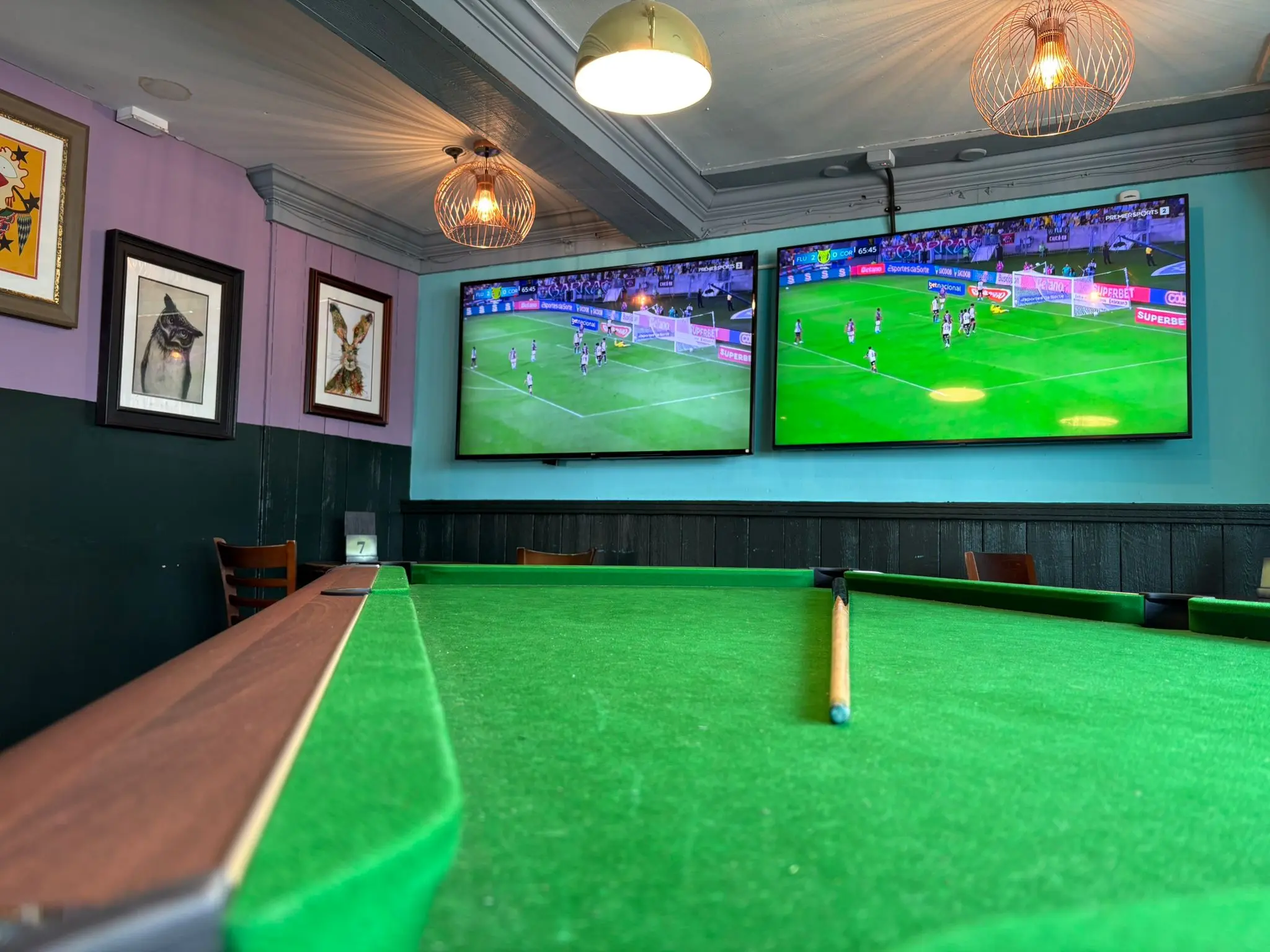 Pool table and sports screens at The Bobbin